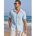 thumbnail image 4 of COOFANDY Mens Short Sleeve Button Down Shirts Beach Wedding Linen Shirt Loose Fit Camp Tops, 4 of 6