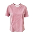 thumbnail image 7 of Women's Relaxed Fit Round Neck Short Sleeve Printed T Shirt Blouse Comfy Breathable Work Casual Daily Wear | CSEONE,Pink XL, 7 of 7