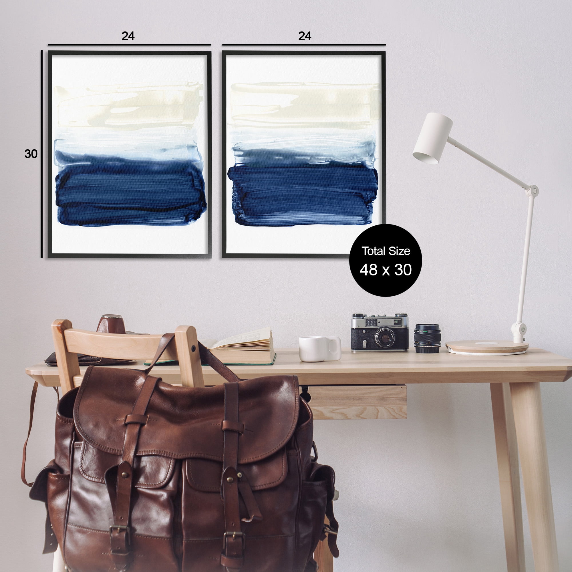 Stupell Industries Coastal Brushstrokes Abstract Beach Abstract Painting Black Framed Art Print Wall Art, 24 x 30, Set of 2