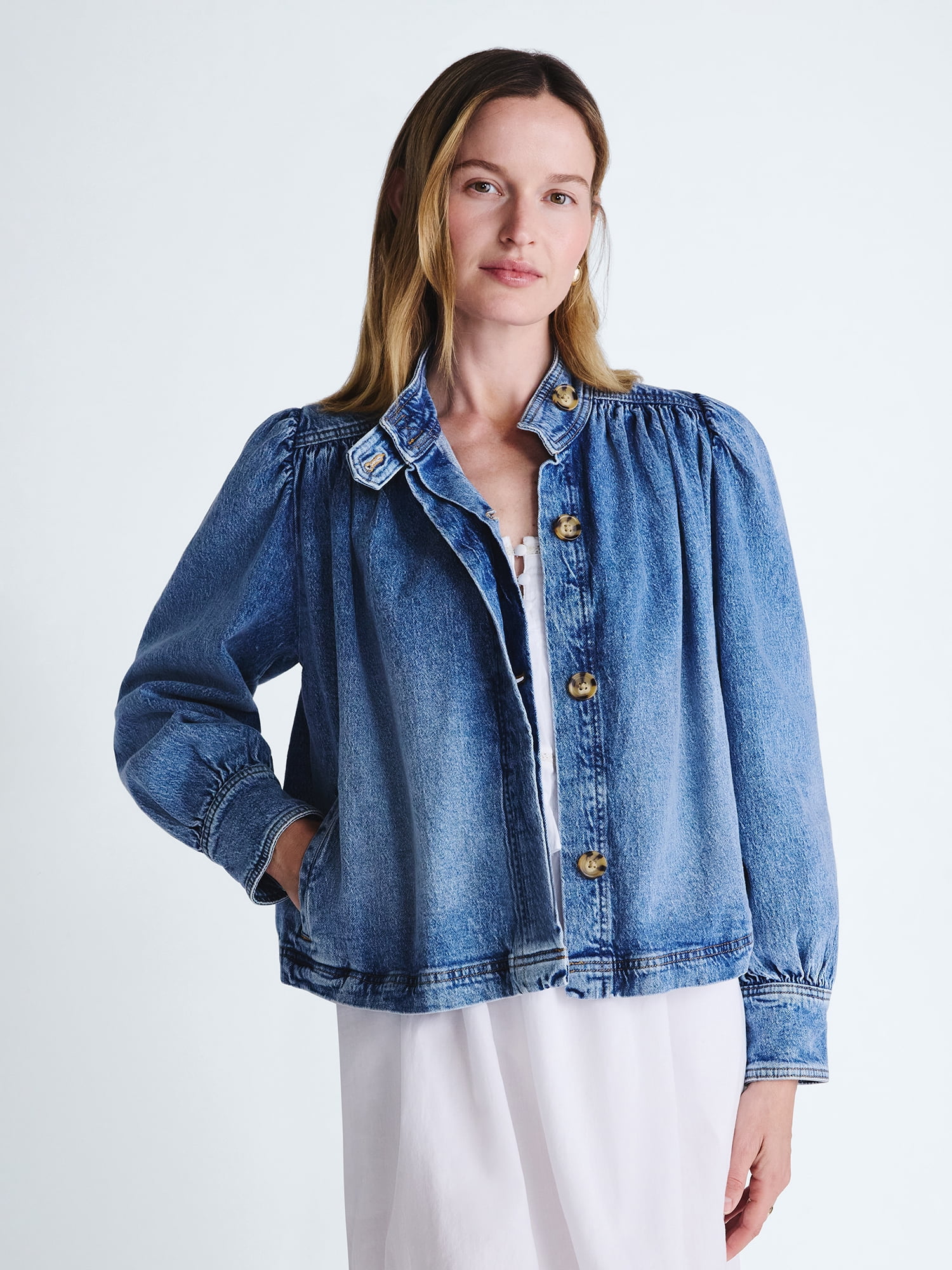 Scoop Women’s Cropped Ruched Jacket, Sizes XS-XXL