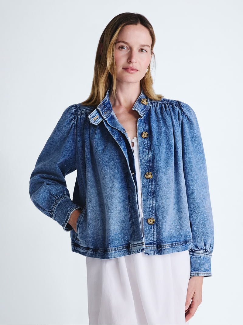 Scoop Women's Cropped Ruched Jacket, Sizes XS-XXL - Walmart.com