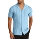thumbnail image 2 of pstuiky camisetas para hombre, Camisa de punto de manga corta para hombre, cárdigan informal con botones y solapa de manga corta. camisas casuales para hombre m, 2 of 9