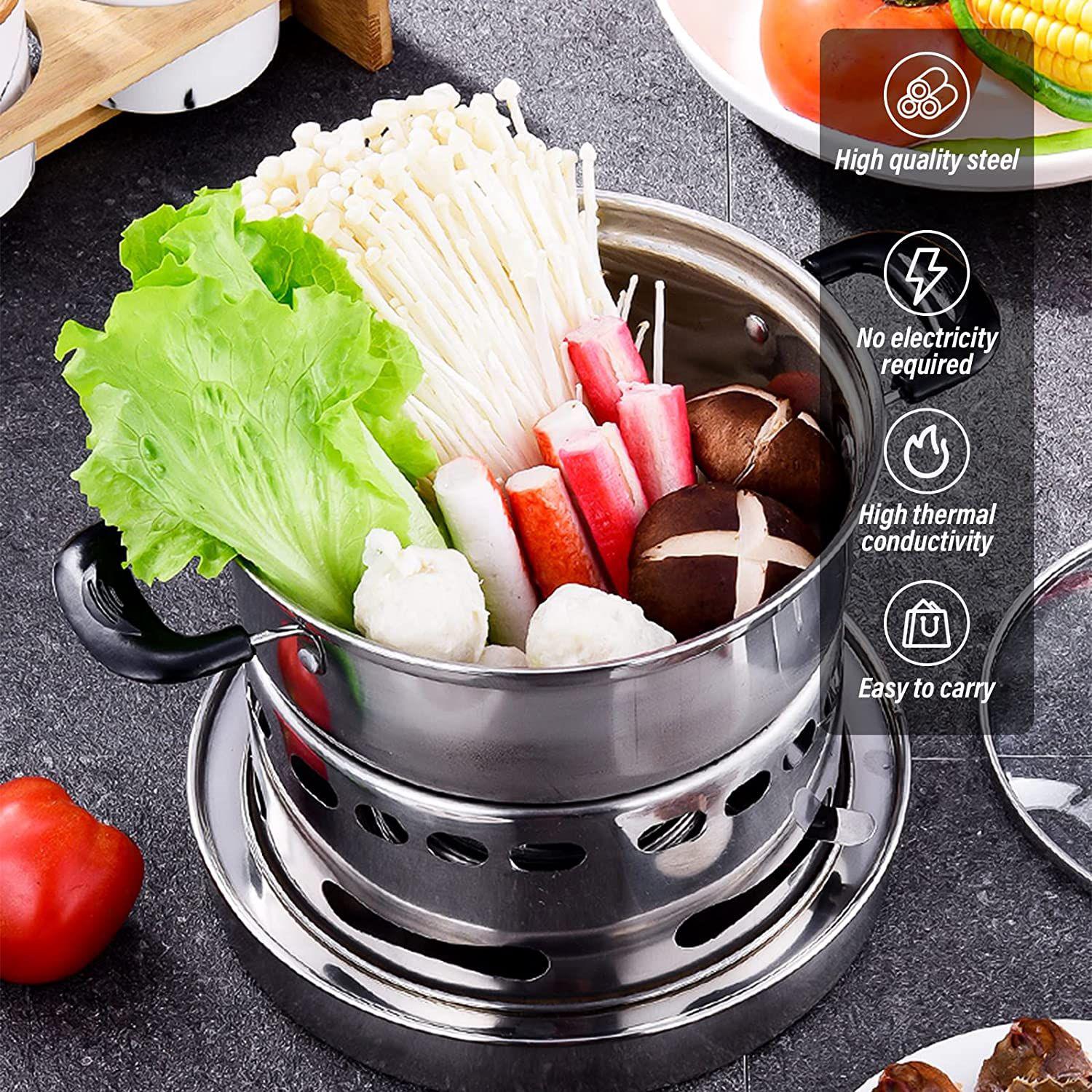 Alcohol Stove for Indoors, Portable Stainless Steel Alcohol Stove with Pot, No Electricity Stove for Indoors, Camping, Hiking - View