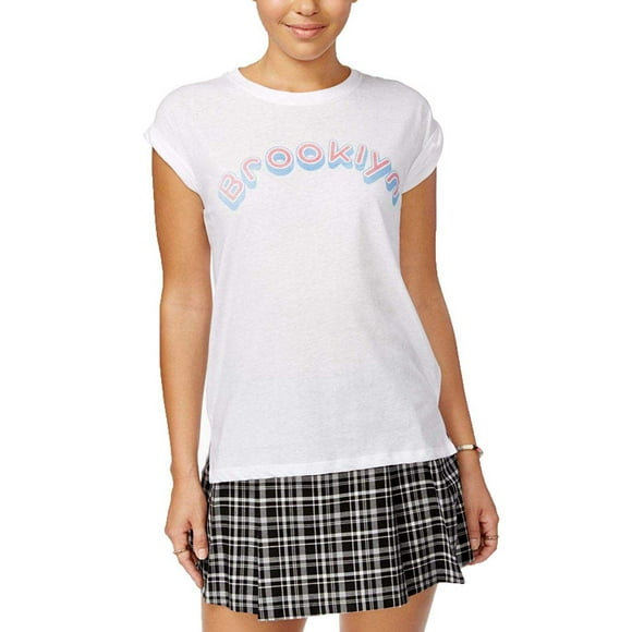 Ntd Girl’s Juniors’ Brooklyn Graphic T-Shirts, White, Small