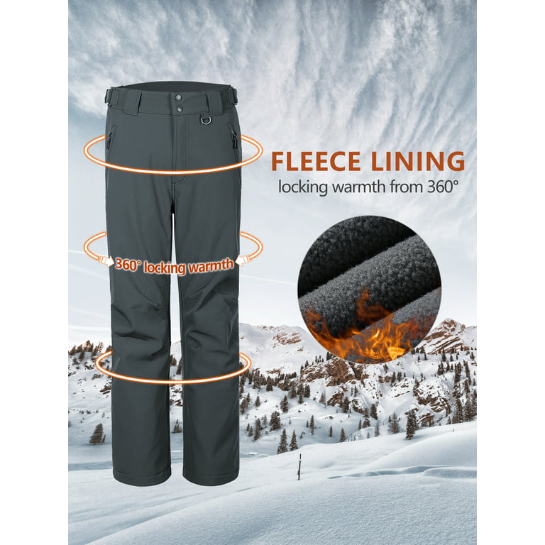 33,000ft Men's Fleece Lined Pants Softshell Insulated Snow Pants Waterproof  Winter Pants Outdoor for Hiking Hunting Ski
