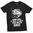 thumbnail image 3 of Mens Funny Fishing Tee Shirt Sometimes It Pays To Keep Your Mouth Shut Fish Tee (X-Large Military Green), 3 of 6