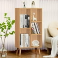 thumbnail image 3 of SHMAMT Cube Bookshelf 3 Tier Mid-Century Modern Bookcase with Legs,Retro Wood Bookshelves Storage Organizer Shelf,Freestanding Open Book Shelves,Rustic Brown Bookcases for Bedroom,Living Room,Office, 3 of 3