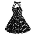 thumbnail image 2 of IBTOM CASTLE Kids Girls 50s Vintage Sleeveless Polka Dot Retro A-line Swing Dress Princess Birthday Party Dresses 8-9 Years Black Dots, 2 of 6