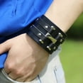 thumbnail image 3 of Pulsera de cuero de vaca exagerada de estilo punk de joyería de Europa y Estados Unidos, pulsera de cuero ancha para hombres, 3 of 6