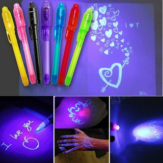 3Pcs/Set 2 in 1 Luminous Light Invisible Ink Pen UV Check Money Drawing  Magic Pens Big Head Luminous Light Magic Pen