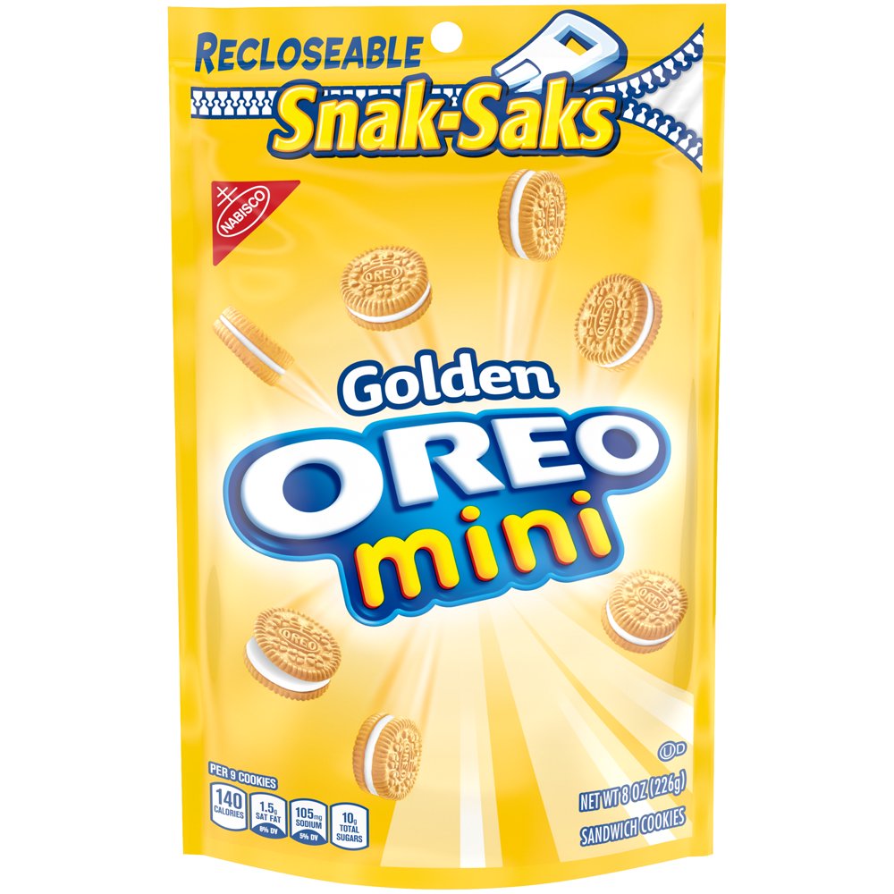 OREO Mini Golden Sandwich Cookies, Vanilla Flavor, 1 Resealable Snak