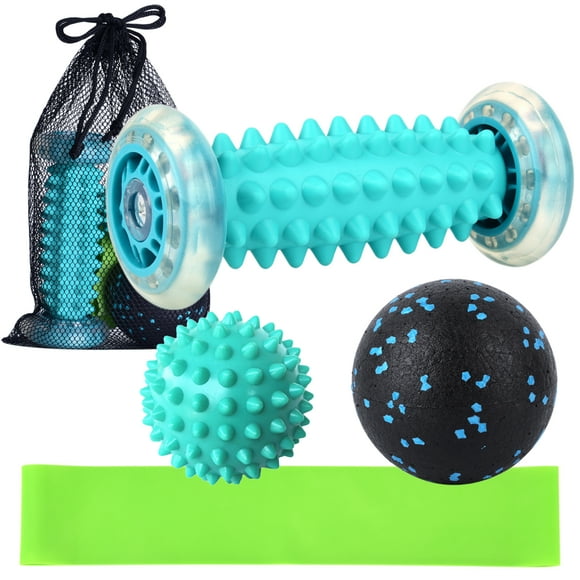 Lixada Lixada Full Body Massage Kit with Roller, Spiky Ball, Fascial Ball, Resistance Band, and Mesh Pouch for Pain Relief and Stress Reduction