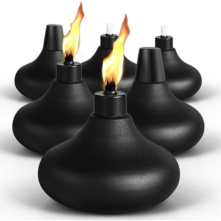 8 Pack Metal Tabletop Torches, 24.5 Ounces Citronella Outdoor Torches, Inflatable Flame Light Torches, Decorative Tabletop Lanterns for Yard, Patio, Deck, Garden, Party, Landscape