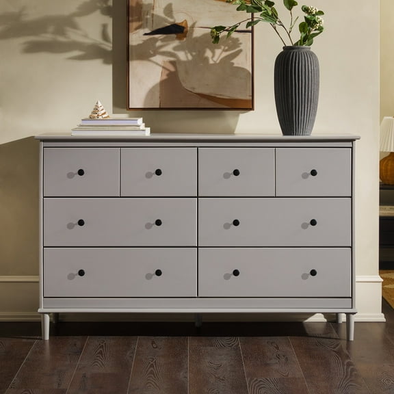 Walker Edison Classic Modern 6-Drawer Solid Wood Dresser, Grey