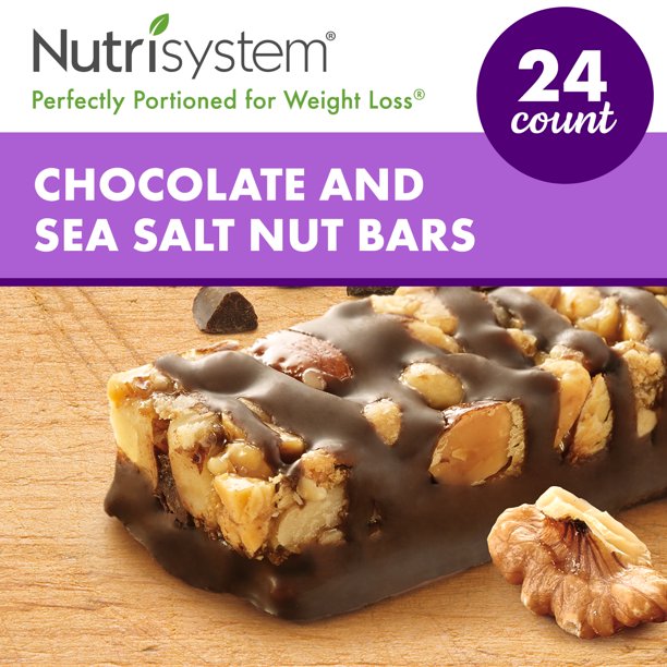 Nutrisystem Dark Chocolate and Sea Salt Nut Bars, 6 Packs of 4