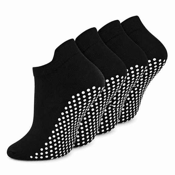 FLORNIX 4 Pairs Non Slip Grip Socks Yoga Pilates Hospital Socks Sticky Grippers for Men Women