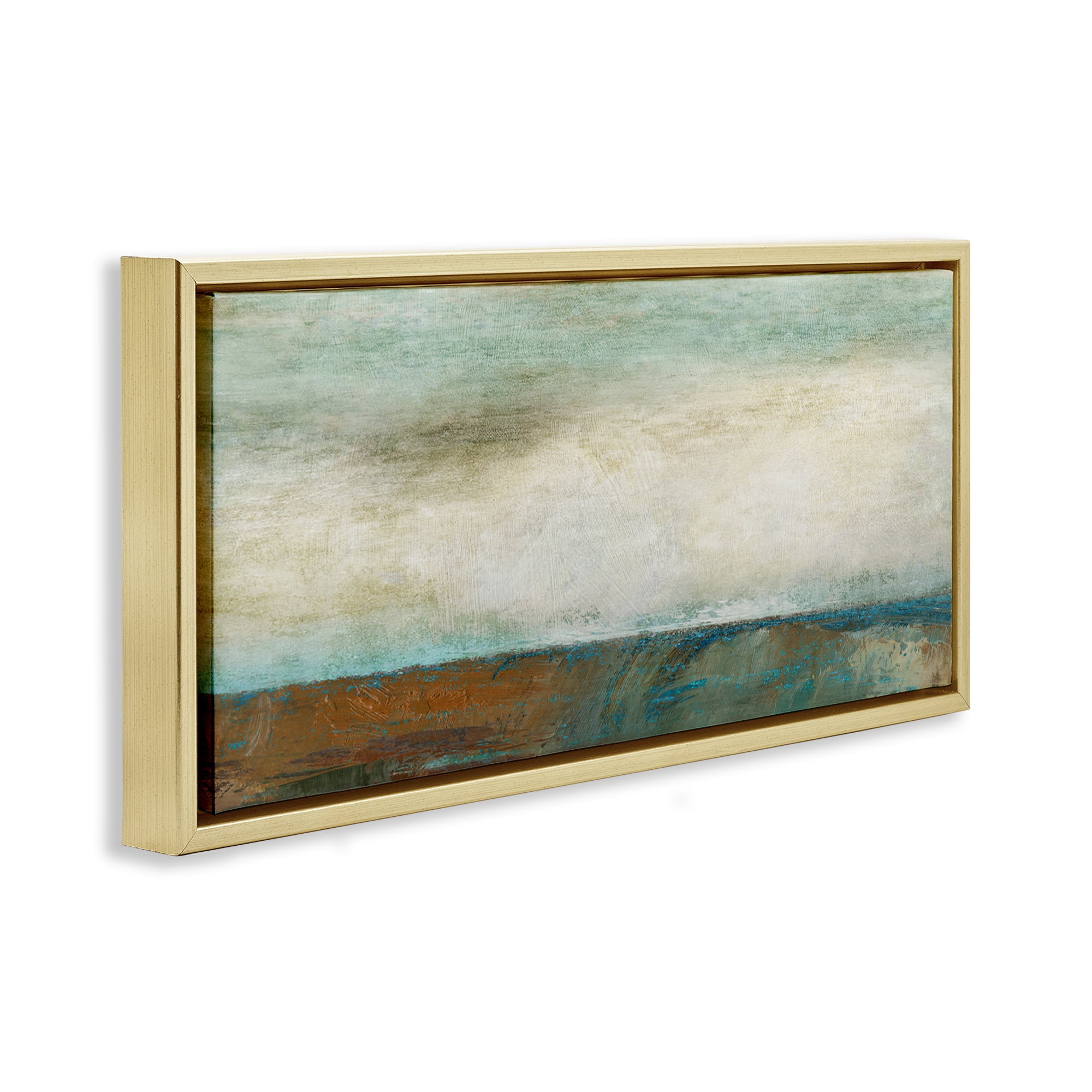 Stupell Industries Brushed Seascape View Abstract Painting Gold Floater Framed Canvas Art Print Wall Art, 31 x 14