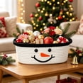 thumbnail image 2 of Twfbrm Christmas Gift Basket, 12 x 5 Inch Reusable Woven Basket with Snowman Form and Armless Handles Design, Holiday Decorative Woven Organizer Basket for Xmas Gifts, Home Decor, 2 of 7
