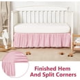 thumbnail image 7 of Ruffled Crib Skirt with Pompoms:Crib Bed Skirt with 14" Drop,Mini Crib Bedding Toddler Skirt,Baby Crib Accessories for Baby Boys Girls,28" X 52" (Pink), 7 of 7
