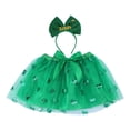 thumbnail image 2 of CPNG St. Patrick's Day Costume Set Green Tulle Skirt & Glitter Bow Headband Set - Party Costume, Dance Performance Outfit(Black,5-7 Years), 2 of 4