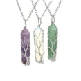thumbnail image 1 of Árbol de la vida Reiki cristal curativo piedra energética cuarzo transparente colgante collar alambre de plata envuelto piedra preciosa cruda Hexagonal, 1 of 5