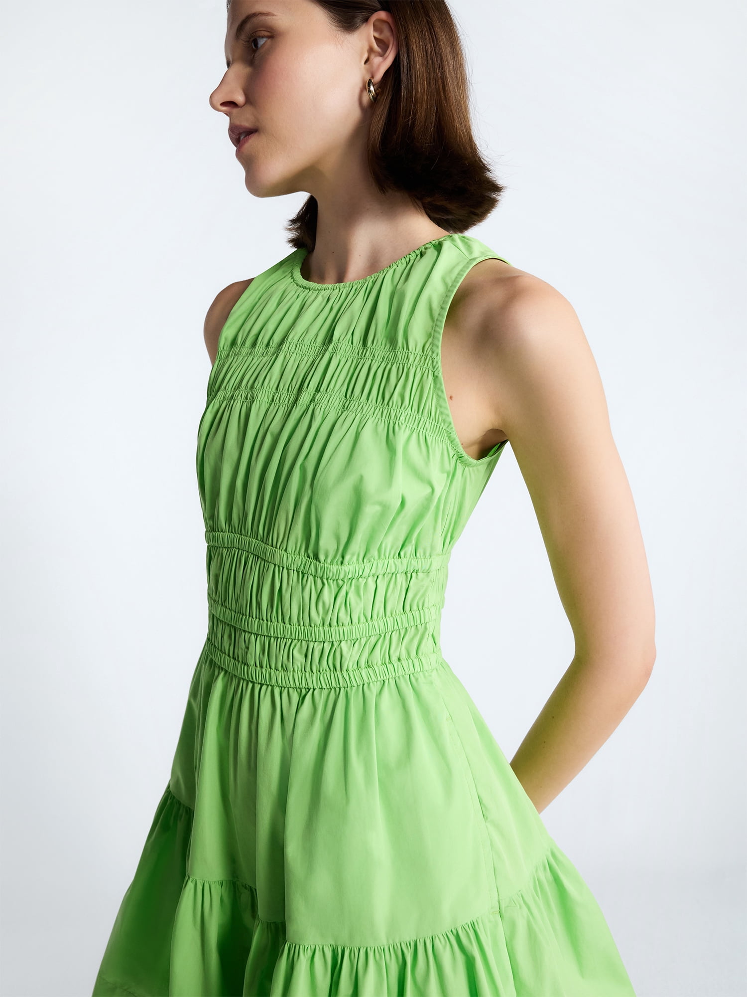 Free Assembly Women's and Women's Plus Smocked Cotton Drop Waist Mini Dress, Sizes XS-4X