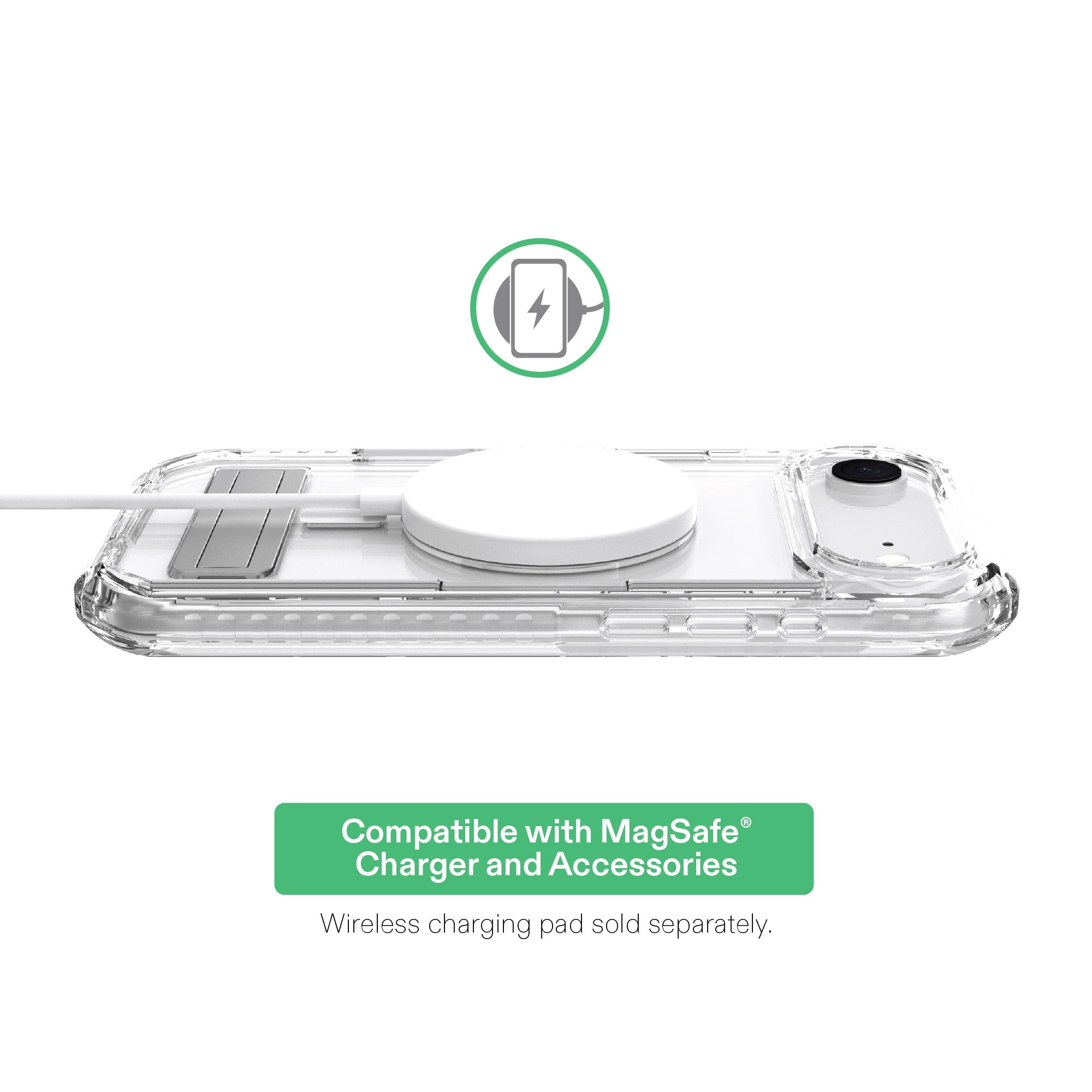 onn Rugged Phone Case with Kickstand for iPhone Air, MagSafe Compatible - Clear
