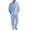 Light Blue., variant on HBGVBA Men Summer 2 Piece Solid Color Lightweight Linen Button Stand Collar Long Sleeve Shirt Long Pants Beach Set