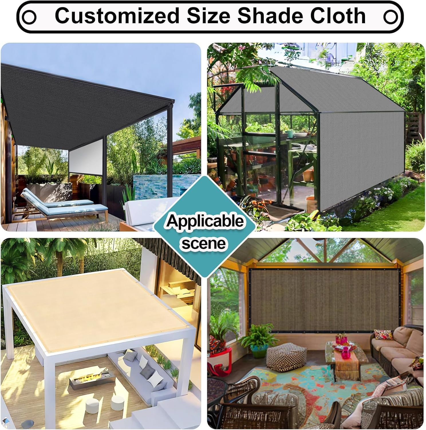 NAWAY 3'X6' 200GSM HDPE Mesh Sun Shade Canopy with Grommets,90% UV Protection Outdoor Screen,Blue Gray