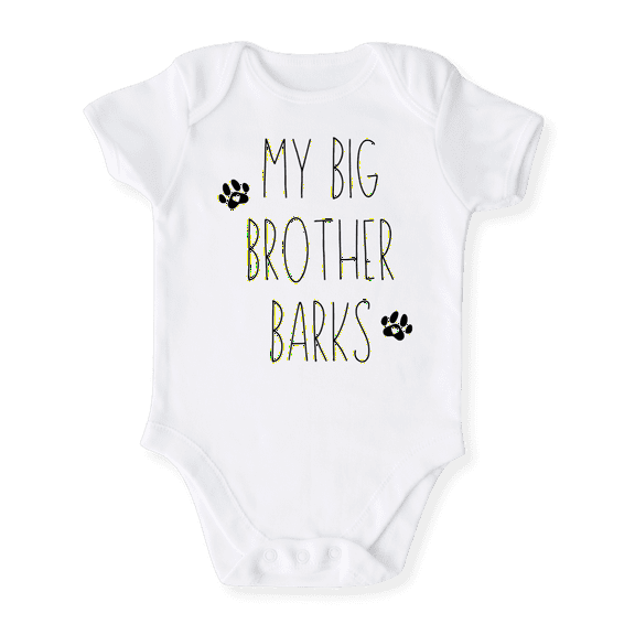 My Big Brother Barks Baby Bodysuit, Newborn Outfit, Baby Clothes, Gift for Children 6-9m White