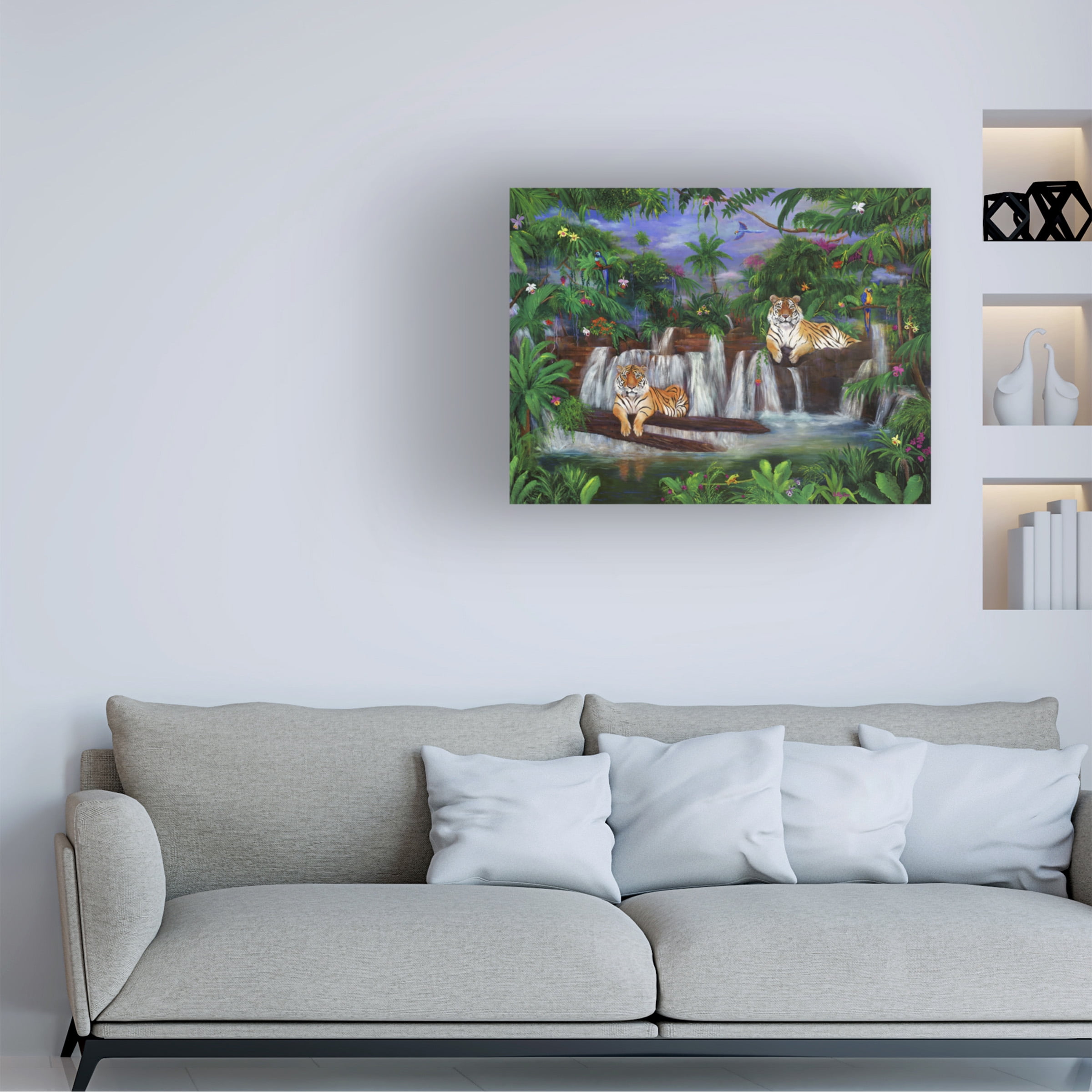 Canvas Wall Art - Betty Lou 'Tigers Falls' Wall Art for Living Room, Bedroom, or Office DÃ©cor by Trademark Fine Art - 19 x 14 Inches