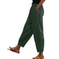 thumbnail image 2 of GILIGEGE Linen Palazzo Pants Women Drawstring Elastic Waist Pants,Cropped Trousers Joggers Sweatpants Outfits Trendy Classic Wide Leg Pant Lounge Trousers with Side Pockets Light Weight Pants JN, 2 of 5