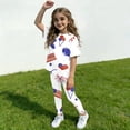 thumbnail image 3 of CCRFTGI 4th of july Outfits for Children Girls 10-12 Cute 1776 2 Piece Outfits American Flag Stars Striped Oversized T Shirts and Leggings Elastic Waist Freedom Sets for Girls Beige 9-10 Years, 3 of 5