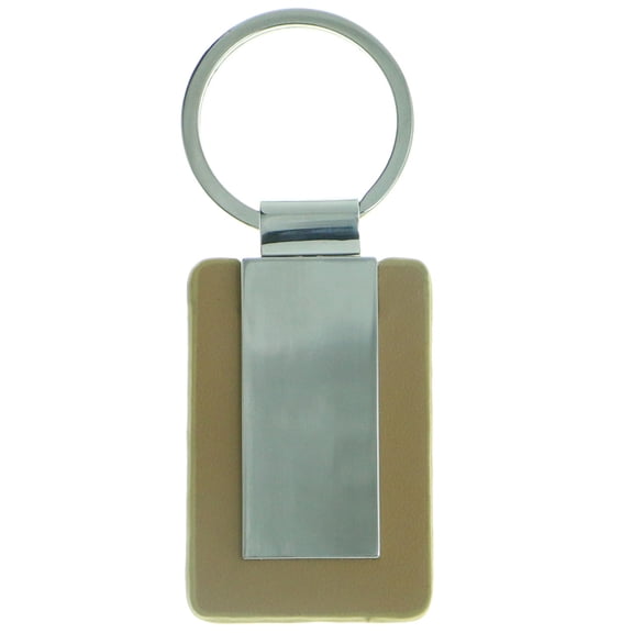 Mi Amore Engravable Split-Ring-Keychain Tan/Silver-Tone