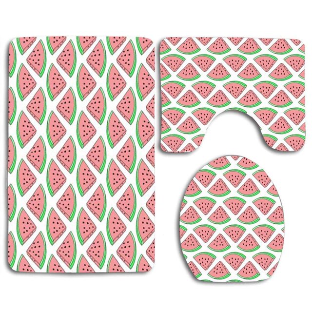 ABPHQTO Sandías Lindas Juego de alfombras de baño de 3 piezas Alfombra de baño Alfombra de contorno y tapa de inodoro ABPHQTO Cont-CHAPPLE-39040
