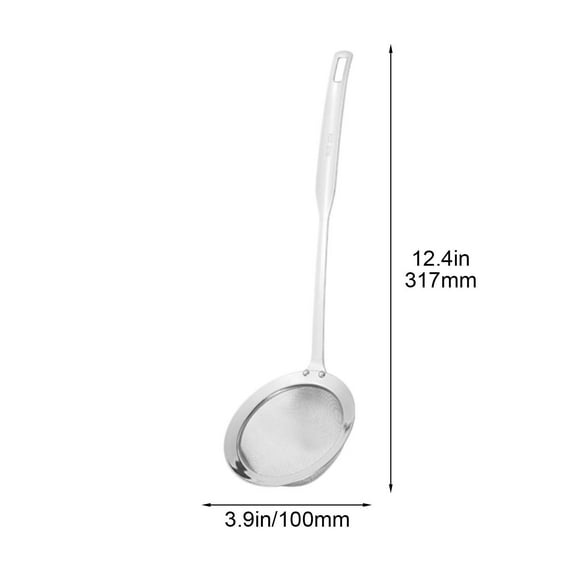 La mejor cuchara coladora de aceite de acero inoxidable con malla fina - Deshidratadora multiusos para freír, filtrar y drenar líquidos