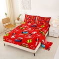 thumbnail image 2 of Castle Fairy Cartoon Train Pattern Queen Sheet Sets 4 Pieces for Teens, Ticket Art Bed Set for Bedroom, Red Yellow, 2 of 6