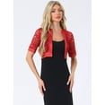 thumbnail image 4 of DARING DIVA Women's Lace Shrug Bolero Satin Panel Crop Cardigans M Red, 4 of 5