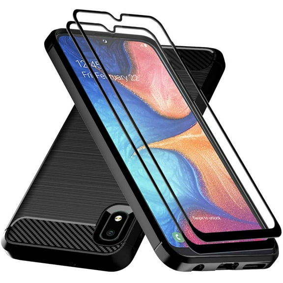 for Samsung Galaxy A10E Case, with Tempered Glass Screen Protector, Shock Absorption Slim TPU Bumper Cover Lightweight Cover Phone Case for Samsung Galaxy A10E,Black