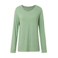 thumbnail image 4 of Tops for Women Spring Fall Trendy Solid Color V-Neck Long Sleeved Tee Shirts Stretch Comfy Relaxed Fit Workout Tunic Blouses, 4 of 9