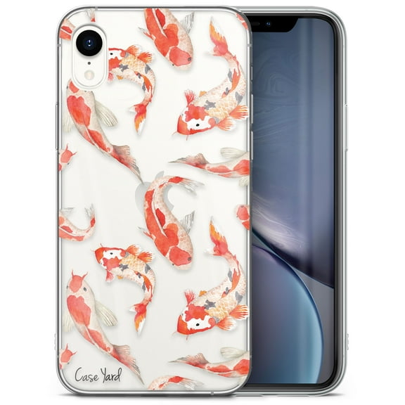 Case Yard iPhone-XR Case Clear Soft & Flexible TPU Ultra Low Profile Slim Fit Thin Shockproof Transparent Bumper Protective Cover Drop Protective Cell Phone Cases (Koi Fish Pond)