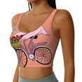 thumbnail image 2 of Rateoe Flamingo Riding a Bicycle Print Womens' Sports Bras Scoop Neck Sports Vest- Padded U Back Seamless High Impact Support, 2 of 7