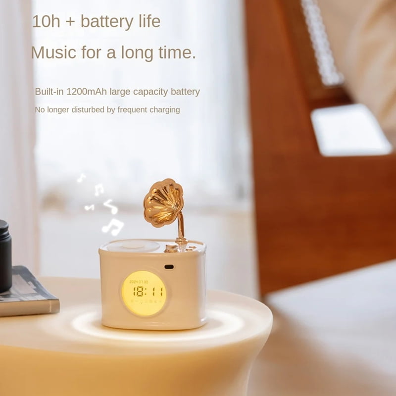 Bluetooth Speaker Retro Clock Alarm Clock Calendar with Display Desktop Home Decor Creatives Gift Small Speaker B