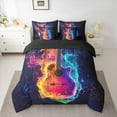 thumbnail image 2 of Homewish Gradient Music Guitar 7-Piece Bedding Comforter Set For Children Teens Adults,Geometric Honeycomb King Bedding Sets,Musical Instrument Ultra Soft Bed Sheets,Ultra Soft Home Decor,Reversible, 2 of 8