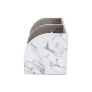 KINGFOM Desktop Drawers, PU Leather Pen Holder Desktop Organizer Office Supplies Storage Box for Pen/Mobile Phone/Remote Control Gray Marble