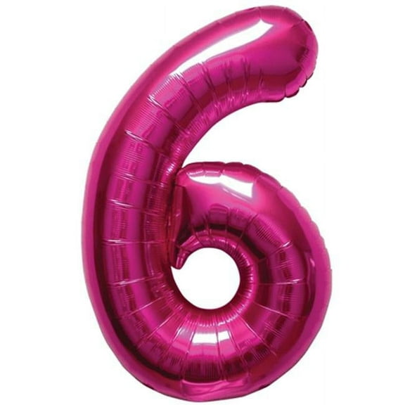 34 inch Number 6 - Northstar - Magenta Foil Mylar Balloon - Party Supplies Decorations