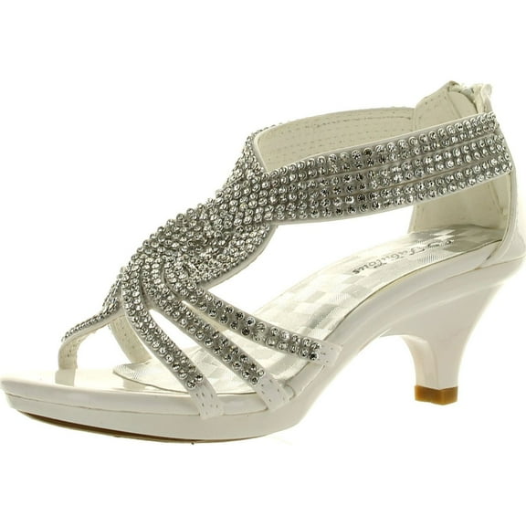 Fabulous Angel-37K Little Girls Bling Rhinestone Platform Dress Heels Sandals