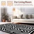 thumbnail image 2 of ODIKA 6'x9' Machine Washable Non-Slip Area Rug, Monochrome Maze Lines with Interlocking Angular Paths and Minimalist Style High Traffic Rug with Pad, Black, 500455, 2 of 8