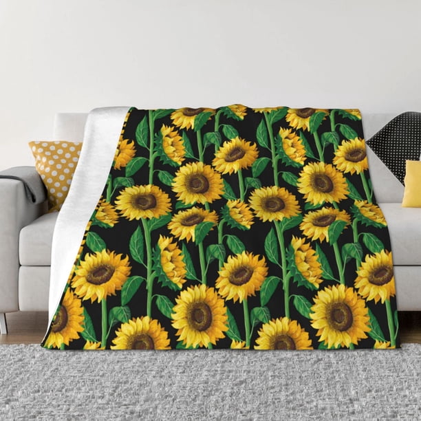 Balery Sunflower 1 Manta de Franela con Dibujo, Lujo Ultra Suave y Cálido, Antipelusa y Resistente a las Arrugas para Cama, Sofá, Camping -40"x30"