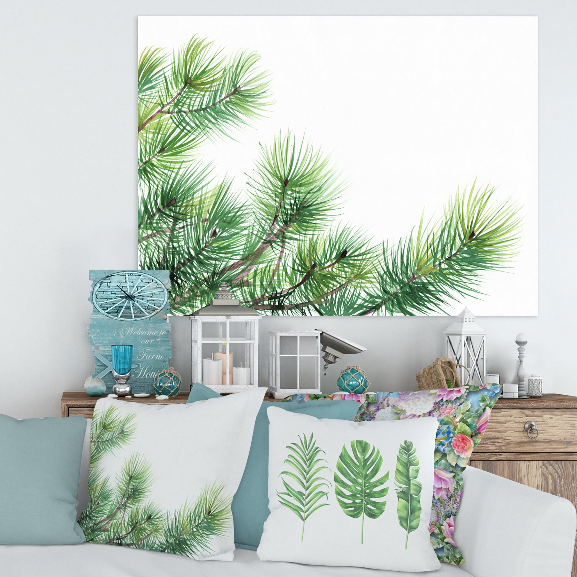 Designart ' Close Up Pine Tree Branches ' Traditional Canvas Wall Art Print